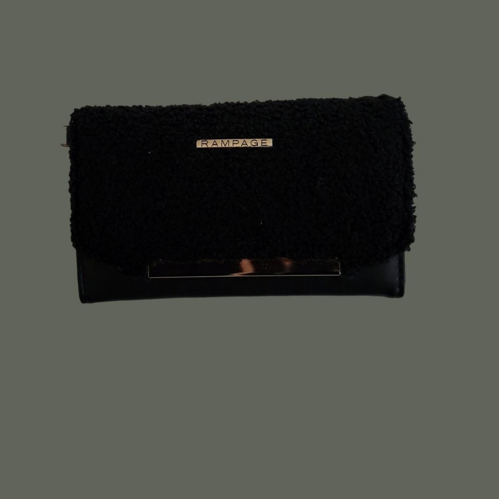 Nwt Black x Gold Sherpa Fur Wallet Purse
